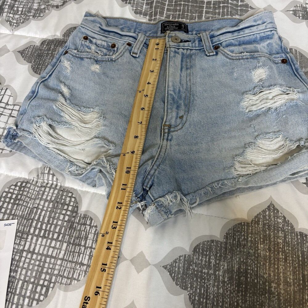 Abercrombie & Fitch a&f Annie High Rise Denim Shorts 26/2 Cuffed Light Wash - Picture 8 of 9